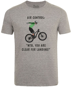 MTB, You Are Clear for Landing Men's Cycling T-shirt Grey
