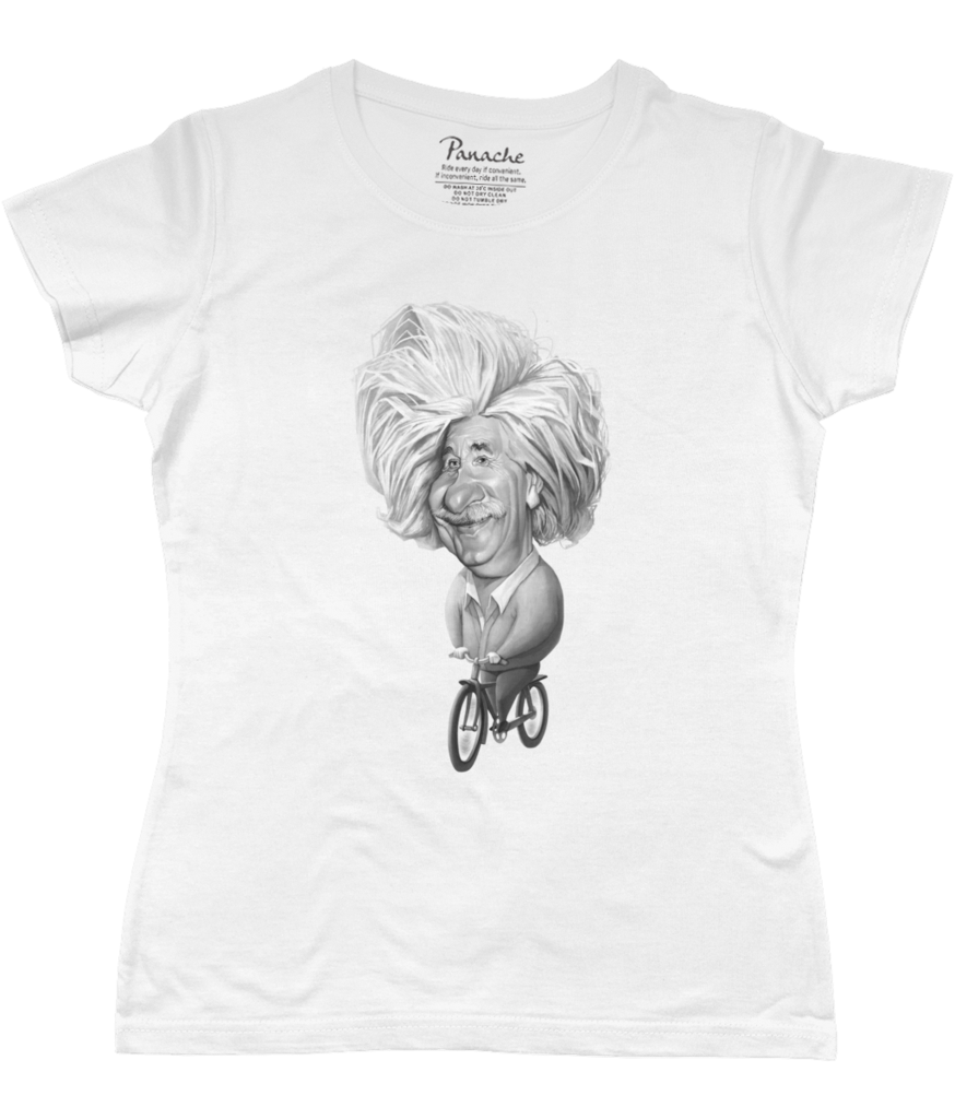 Albert Einstein Riding his Bicycle Women's Cycling T-shirt White