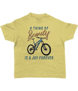 A Thing of Beauty is a Joy Forever Kids Cycling T-shirt Dark Yellow