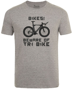 Beware of TRI Bike Unique Men's Cycling T-shirt Grey
