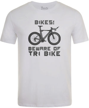 Beware of TRI Bike Unique Men's Cycling T-shirt White