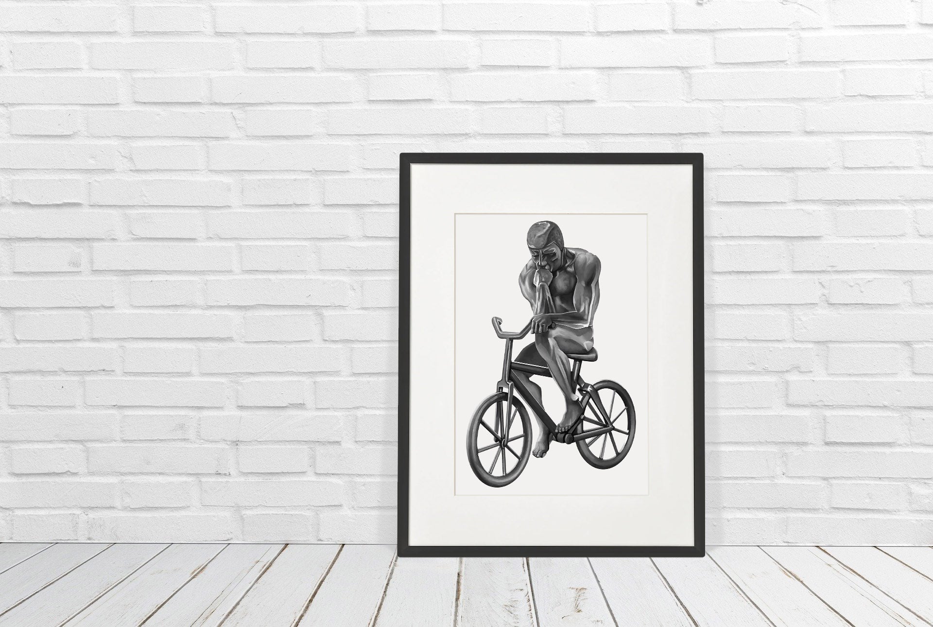 CYCLING ART | SCULPTURE OF THE THINKER ON HIS BIKE