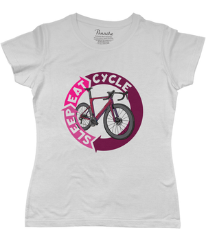 Cycle, Sleep, Eat, Cycle… Women's Cycling T-shirt Ash