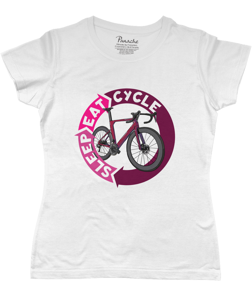 Cycle, Sleep, Eat, Cycle… Women's Cycling T-shirt White
