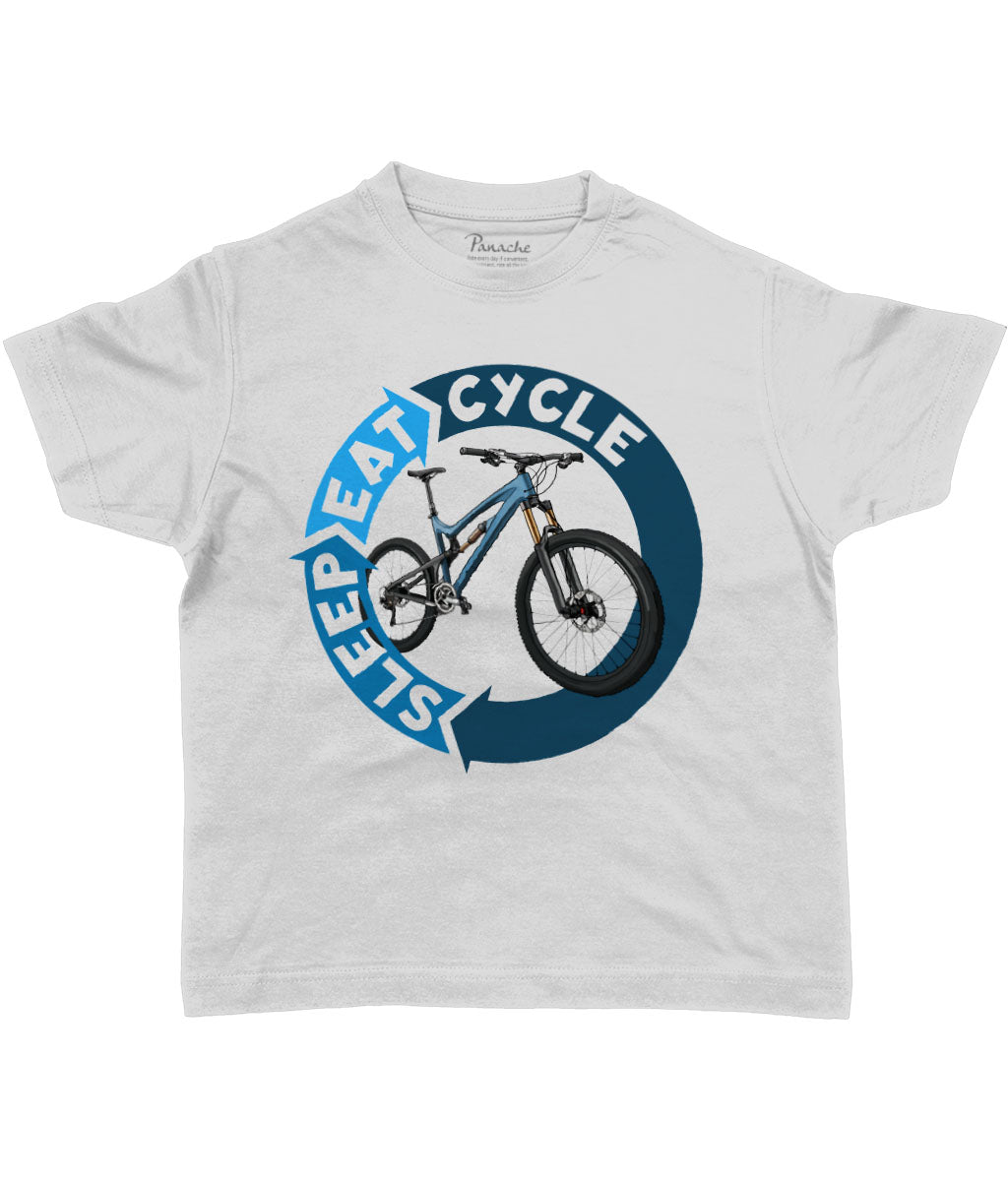 Cycle, Sleep, Eat, Cycle… Cool Kids Cycling T-shirt Grey