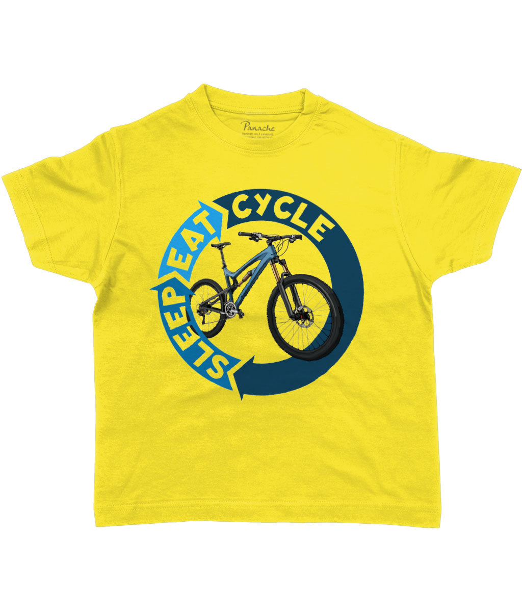 Cycle, Sleep, Eat, Cycle… Cool Kids Cycling T-shirt Yellow