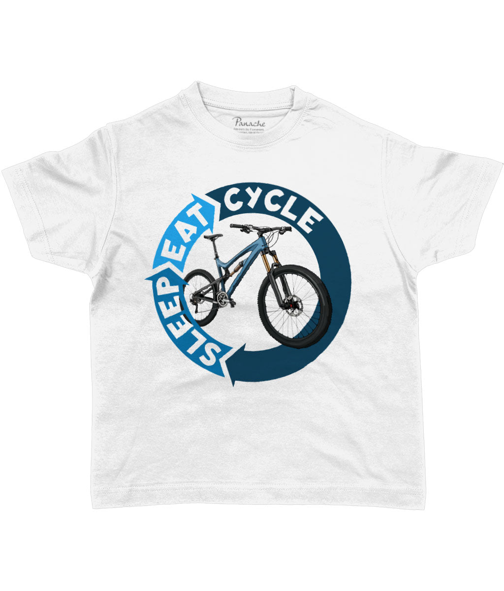 Cycle, Sleep, Eat, Cycle… Cool Kids Cycling T-shirt White