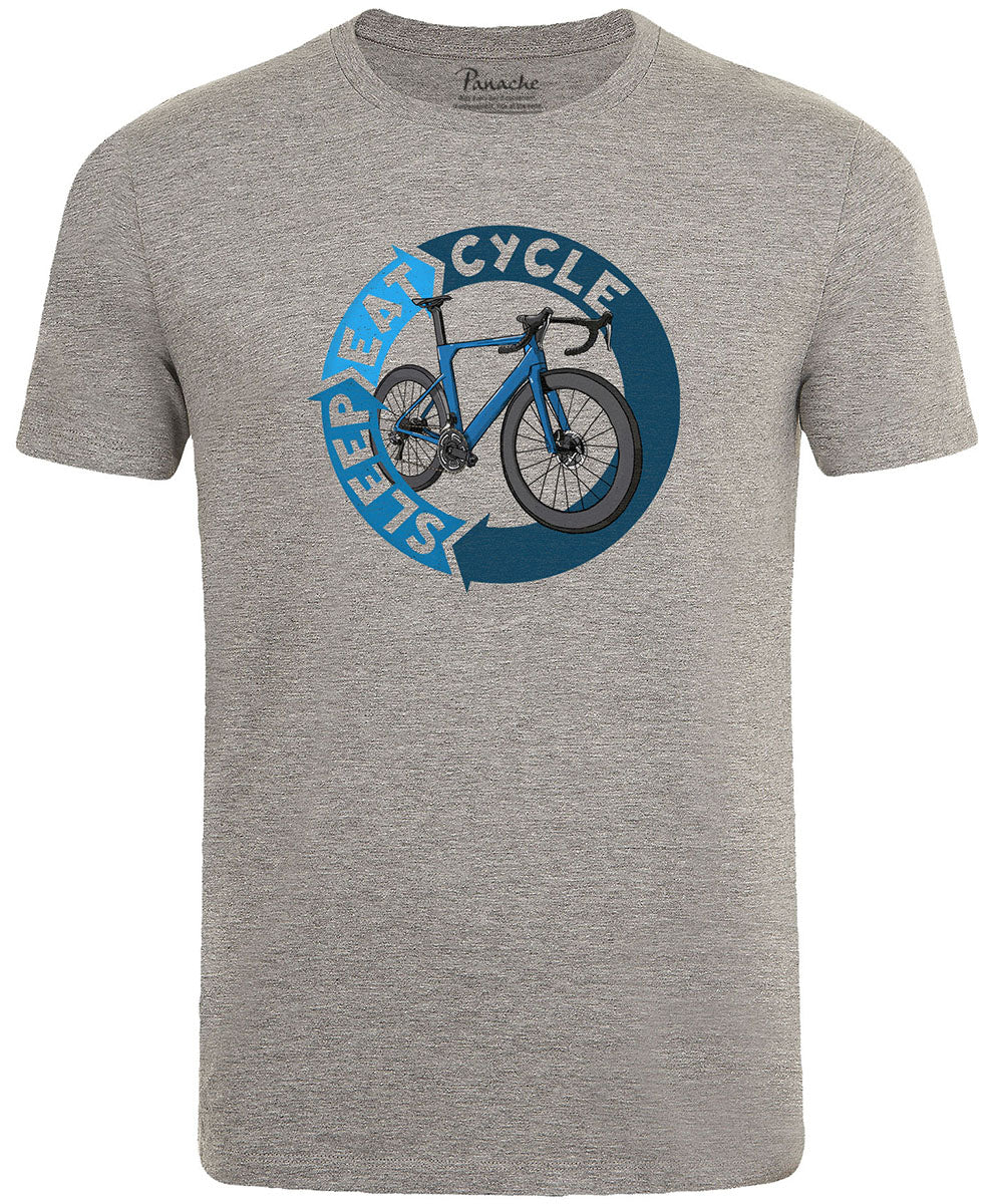 Cycle, Sleep, Eat, Cycle… Road Bike Men's Cycling T-shirt Grey