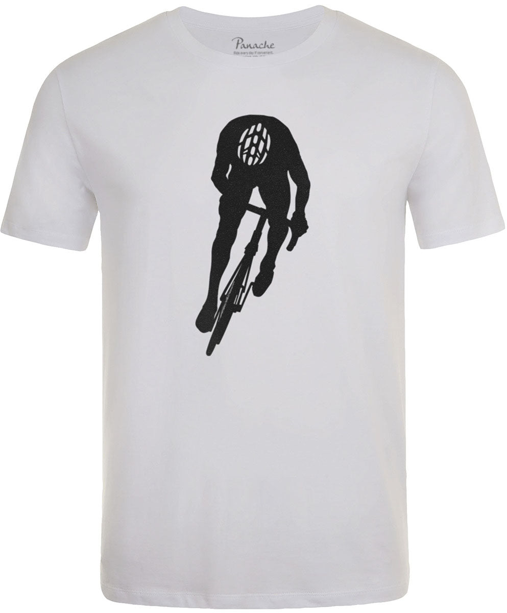 Silhouette of Cyclist’s Sprint Position Men's Cycling T-shirt White