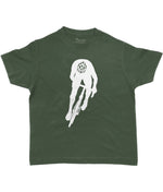 Silhouette of Cyclist Kids Cycling T-shirt Dark Green