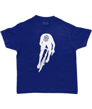 Silhouette of Cyclist Kids Cycling T-shirt Navy