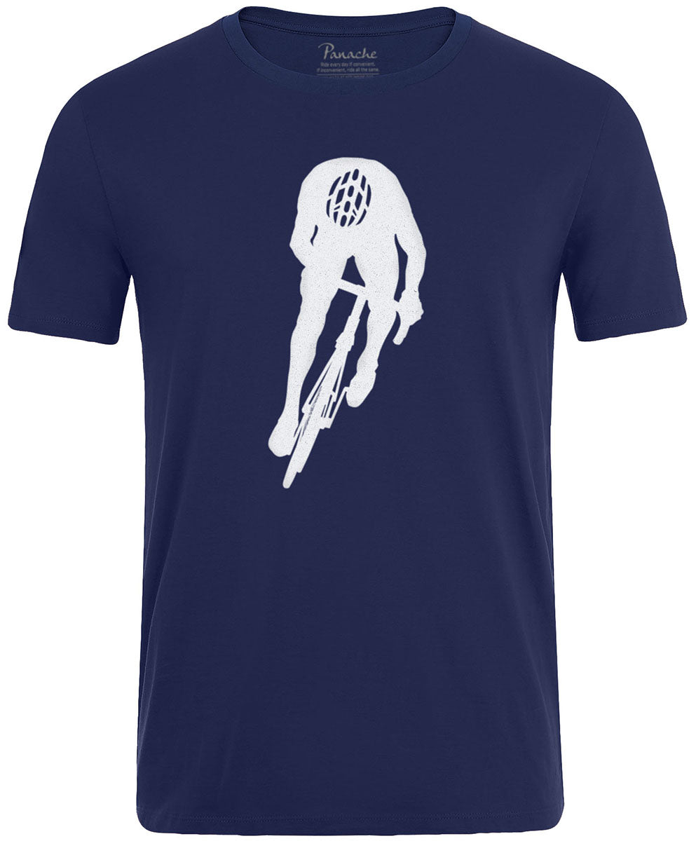 Silhouette of Cyclist’s Sprint Position Men's Cycling T-shirt Navy