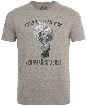 Great Things are Done When Man and Bicycle Meet Men's Cycling T-shirt Grey