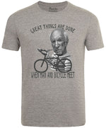 Great Things are Done When Man and Bicycle Meet Men's Cycling T-shirt Grey