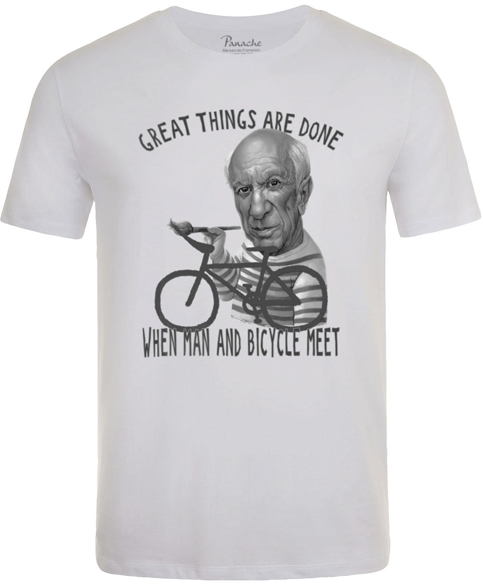 Great Things are Done When Man and Bicycle Meet Men's Cycling T-shirt White
