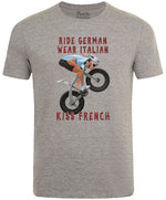 Ride German Wear Italian Kiss French Men's Cycling T-shirt Grey