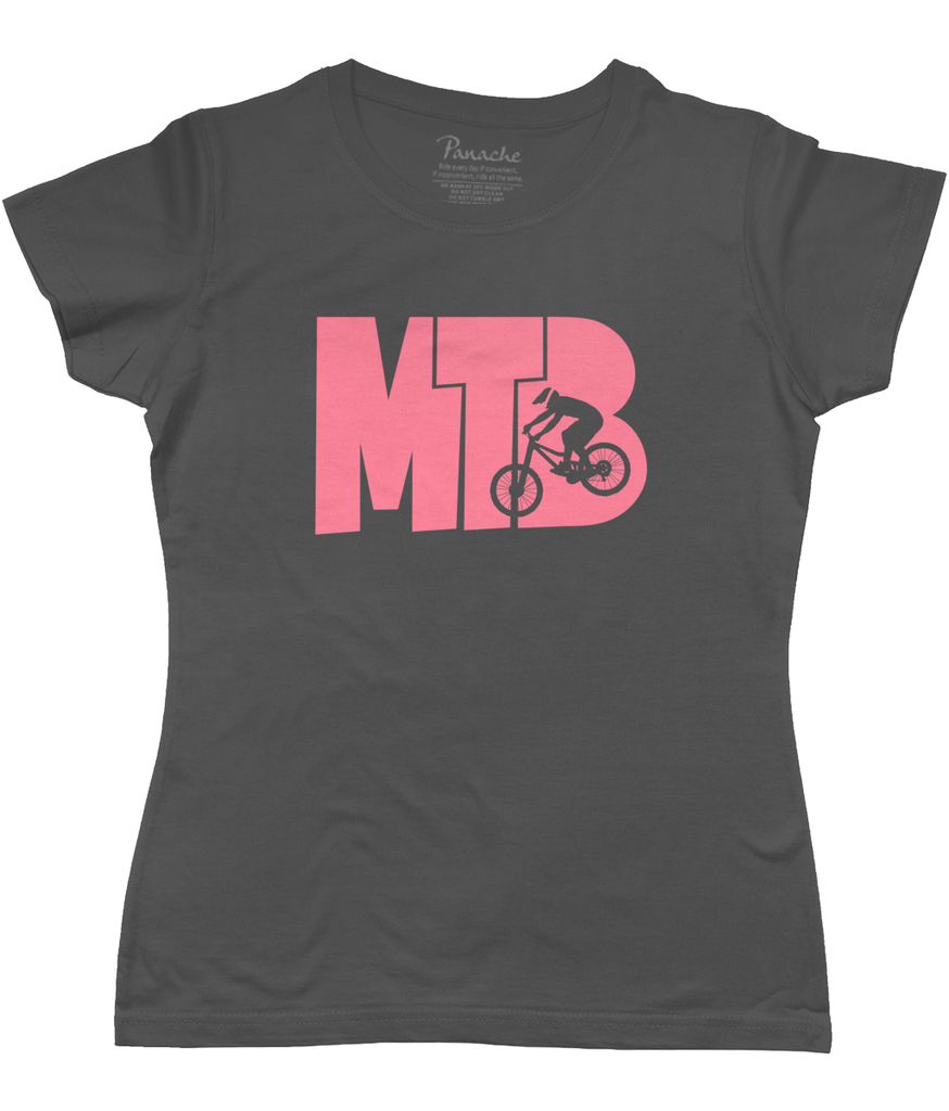 MTB Pink Logo Women's Cycling T-shirt Dark Grey