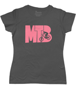 MTB Pink Logo Women's Cycling T-shirt Dark Grey