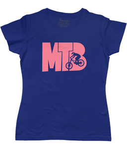 MTB Pink Logo Women's Cycling T-shirt Navy