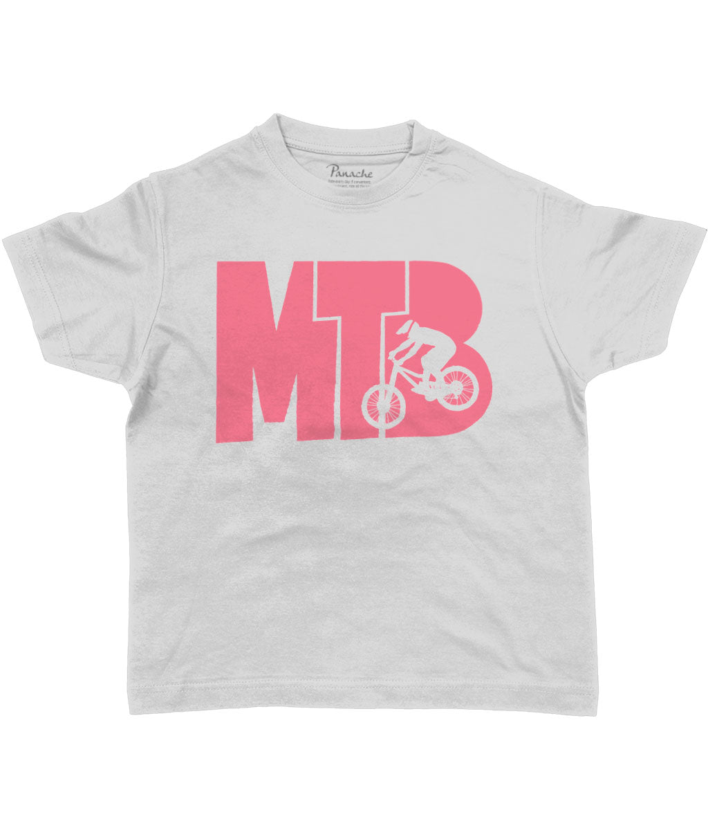 MTB Pink Logo Kids Cycling T-shirt Grey