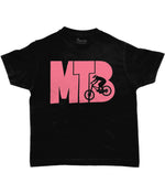 MTB Pink Logo Kids Cycling T-shirt Black