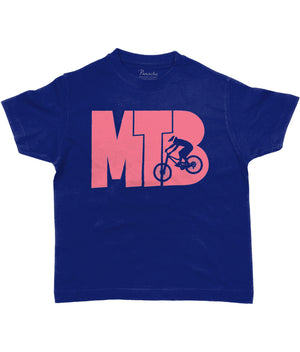 MTB Pink Logo Kids Cycling T-shirt Navy