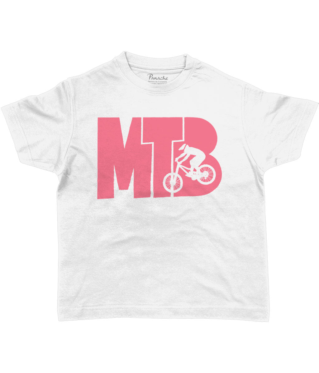 MTB Pink Logo Kids Cycling T-shirt White