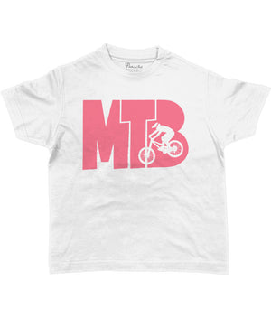 MTB Pink Logo Kids Cycling T-shirt White