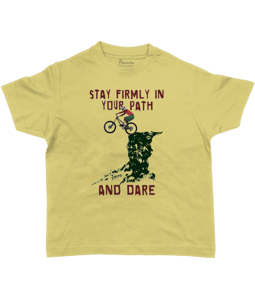 Stay Firmly in Your Path and Dare Kids Cycling T-shirt Dark Yellow