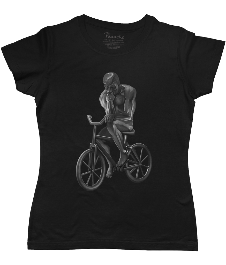 The Thinker Riding His Bicycle Women's Cycling T-shirt Black