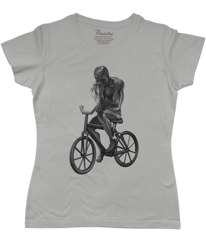 The Thinker Riding His Bicycle Women's Cycling T-shirt Grey