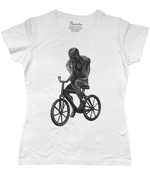 The Thinker Riding His Bicycle Women's Cycling T-shirt White
