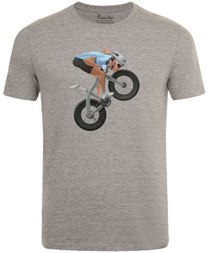 Cyclist Kissing Bicycle Men's Cycling T-shirt Grey