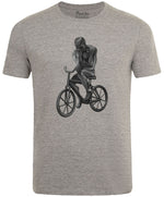 The Thinker Riding His Bicycle Men's Cycling T-shirt Grey
