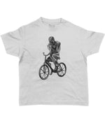 The Thinker Riding His Bicycle Kids Cycling T-shirt Grey
