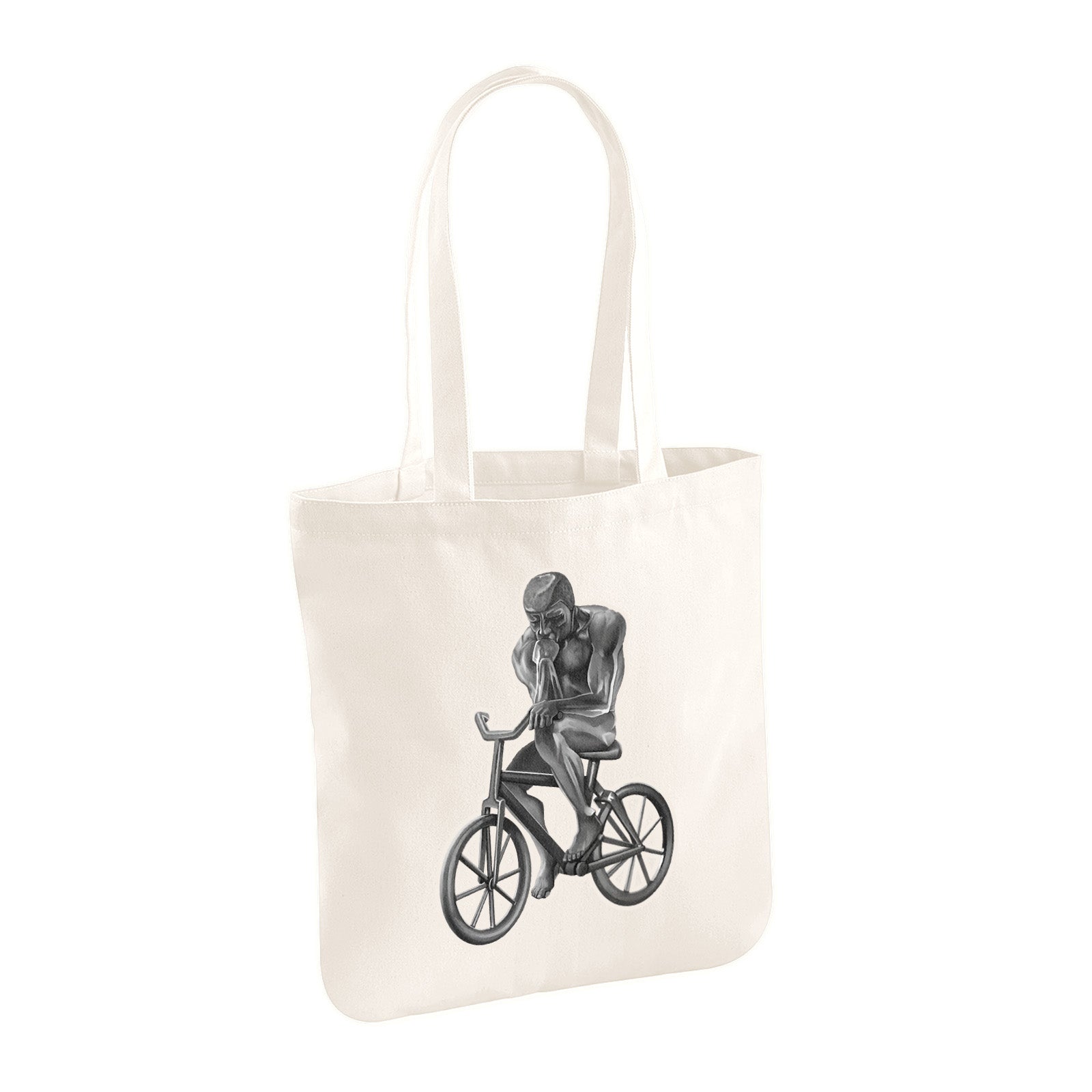 The Thinker Riding Bicycle 100% Organic Cotton Tote