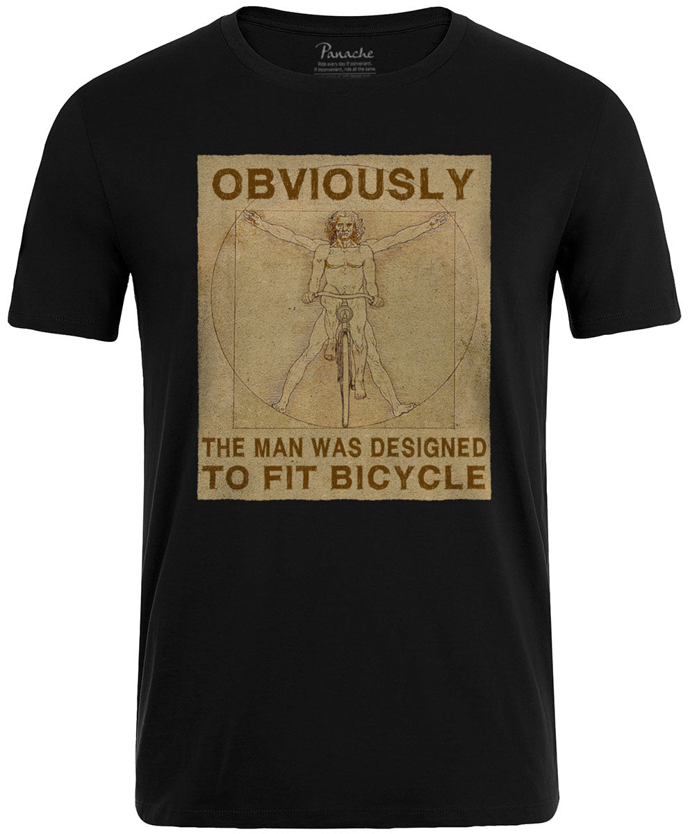 Leonardo da Vinci Vitruvian Cyclist Men's Cycling T-shirt Black